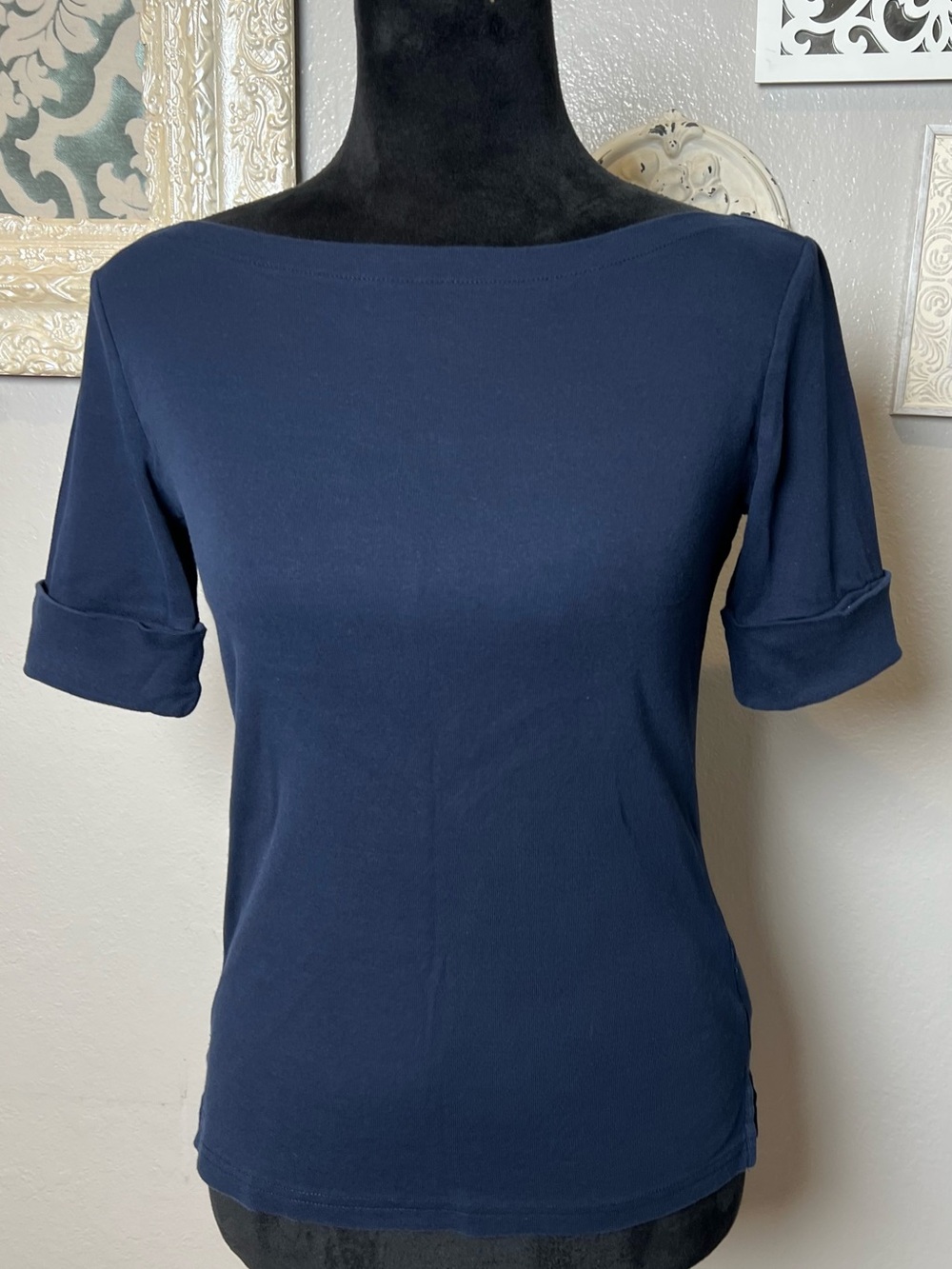 Ralph LaurenClassic Navy Boatneck Women’s Top - Picture 3 of 12